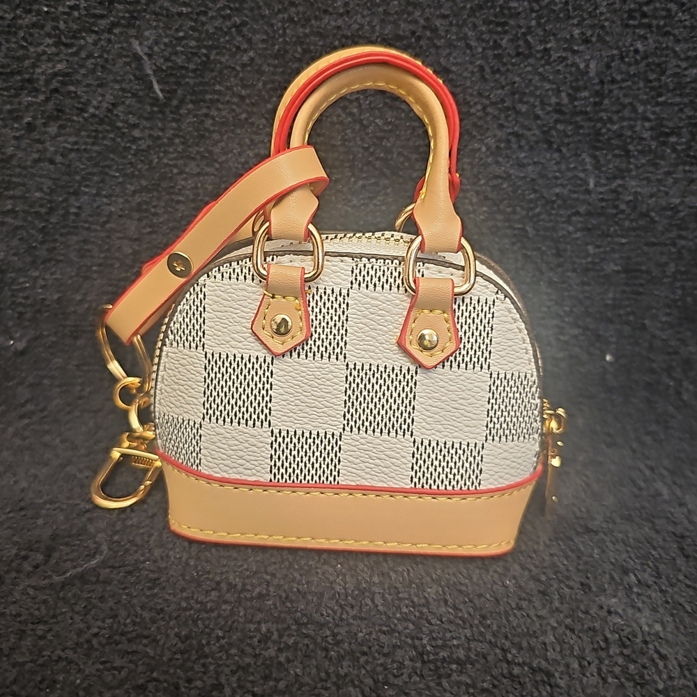 Unbranded Stylish Checkered Mini Bag Charm